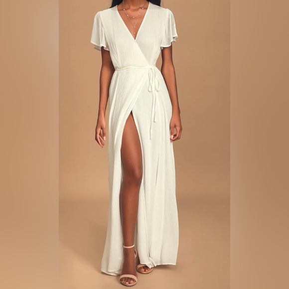 Heart of Marigold Off-White Wrap Maxi Dress - Picture 2 of 10